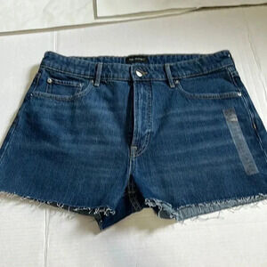 Free Assembly raw hem denim jean shorts size 14  dark wash NWT
